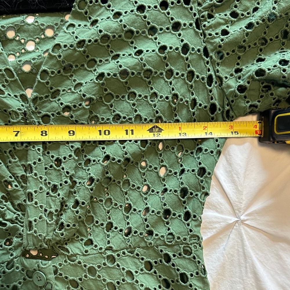Sandro Olive Green Eyelet Midi Dress - Picture 7 of 7